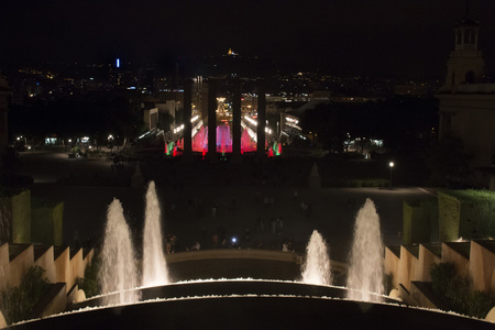 夜观喷泉与巴塞罗那国立艺术博物馆