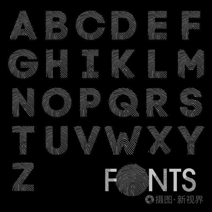 手指打印粗体字母最佳字体矢量