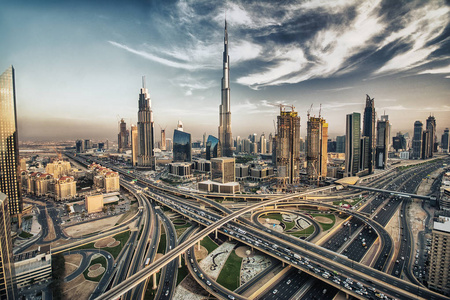 迪拜市从顶视图