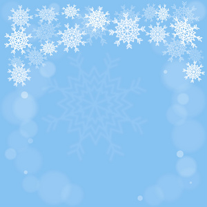 与地方为您的文字与蓝色背景上的白色雪花矢量圣诞贺卡。Eps 10