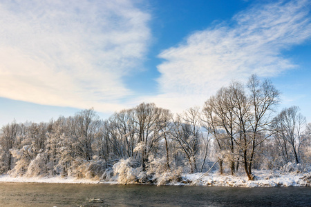 在 Pieniny 山，波兰冬季景观