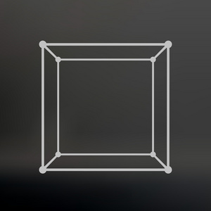 线条和点的立方体。 连接到点的线的立方体。 米