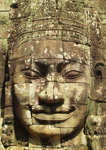 在柬埔寨，暹粒吴哥巴戎寺，石头脸