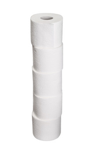 塔桩卷厕纸孤立在白色背景上