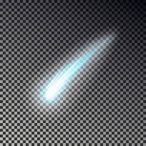 陨石或彗星的向量。孤立的透明光流星效果