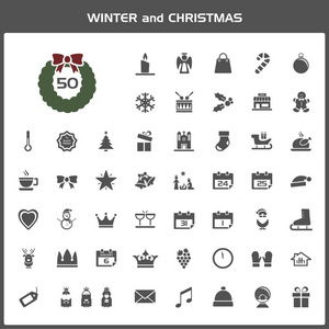 冬季和圣诞节矢量图标设置