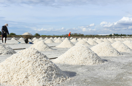 在泰国盐田盐大堆