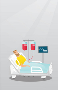 男子躺在医院床上矢量图