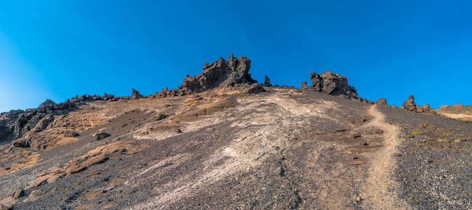 全景视图的 Askja 高地的冰岛火山喷口，夏天