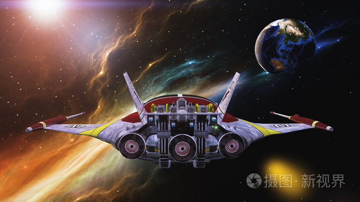 一艘宇宙飞船 3d cg 渲染