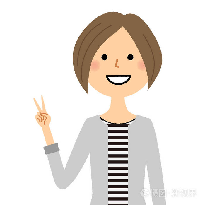 年轻的女人,妈妈,v 形手势