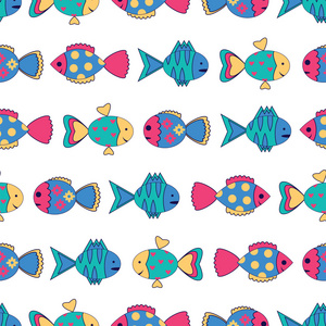 无缝模式与色彩鲜艳的鱼