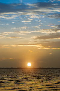 在湖，泰国的夕阳的天空