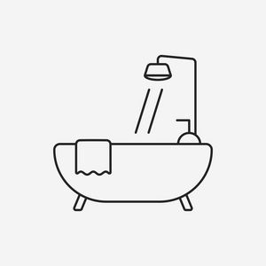 浴缸线图标