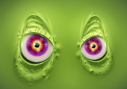 可怕的绿色怪物的眼睛