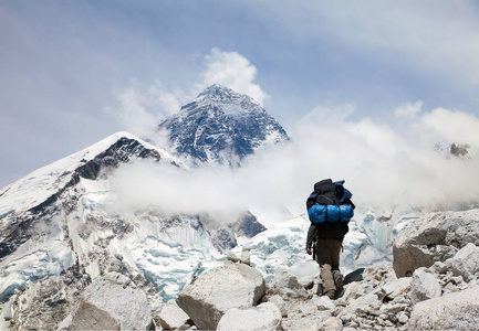 珠穆朗玛峰从 Kala Patthar 与旅游