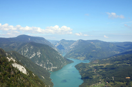 塔拉山和德里纳河峡谷景观夏季