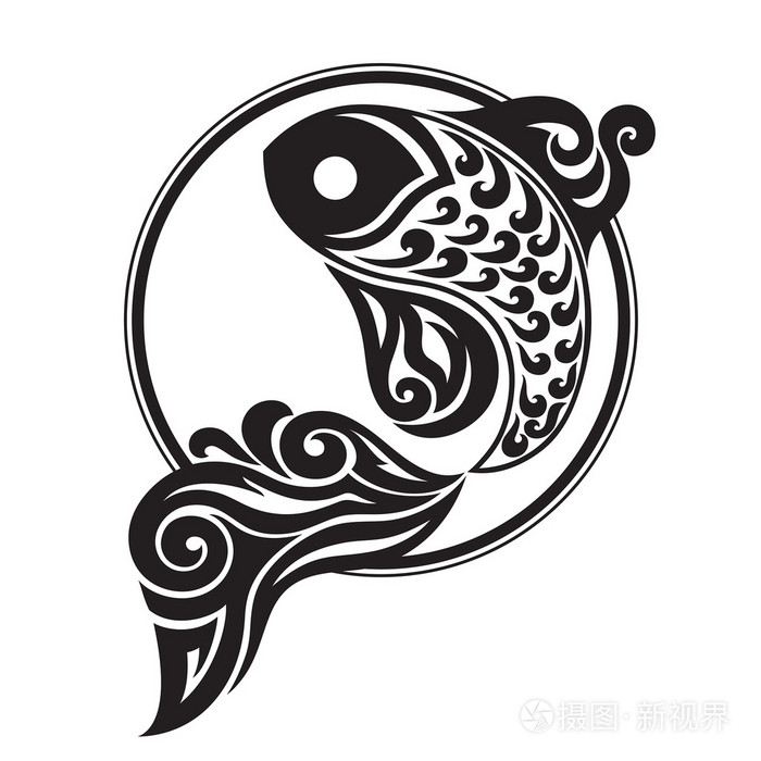 黑色图形绘制的一条鱼