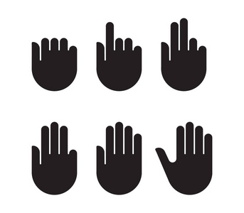 计数的手标志黑色剪影集的图标