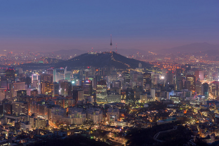 首尔城市天际线，晚上韩国最佳视图