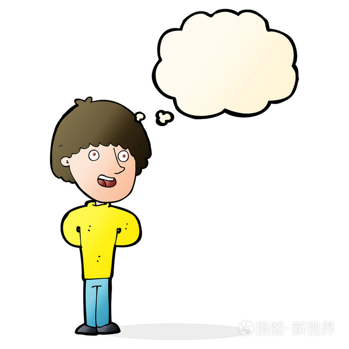 卡通漫画与思想泡泡的快乐人