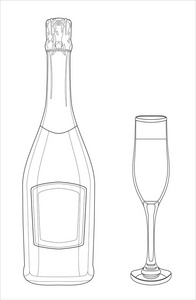 瓶香槟和玻璃