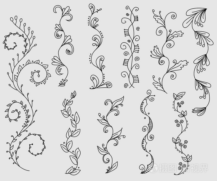 组手绘纠结藤蔓插画-正版商用图片0e3bnw-摄图新视界