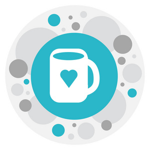 矢量图心脏符号咖啡杯图标。保费质量孤立的茶杯子元素在时尚平面样式