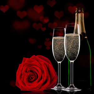 情人节玫瑰与香槟
