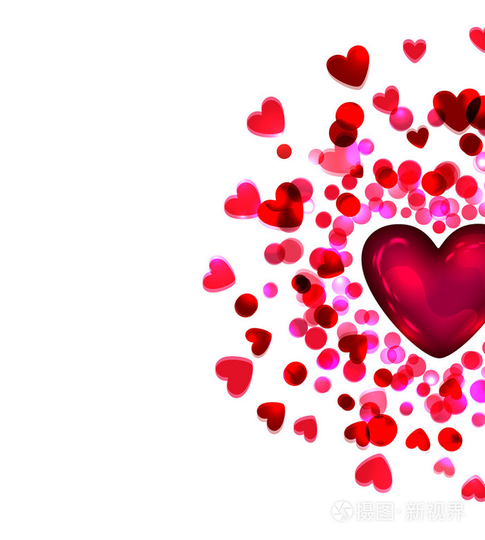 明亮的心，一份情人节礼物。矢量爱背景