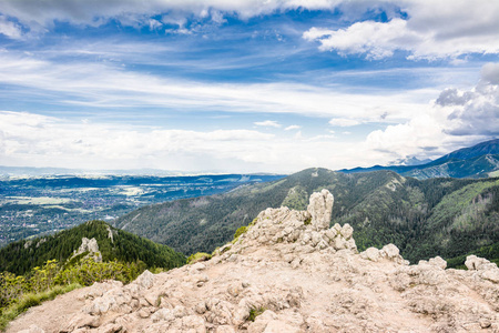 山，全景景观，塔特拉山岩石的顶部