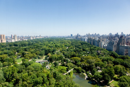 从南中央公园看纽约市中央公园的鸟瞰图