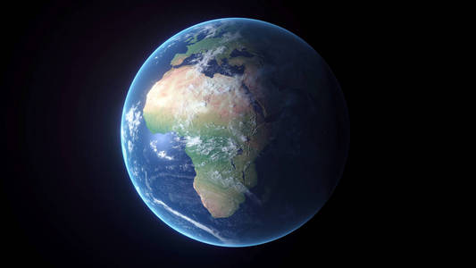 行星地球有很多云。3 D 真实感