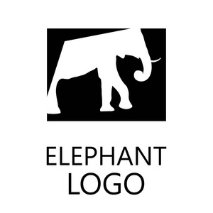黑色和白色大象徽标