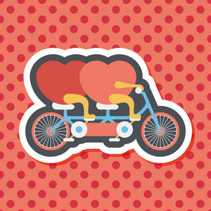 情人节那天爱的心夫妇骑自行车平带图标