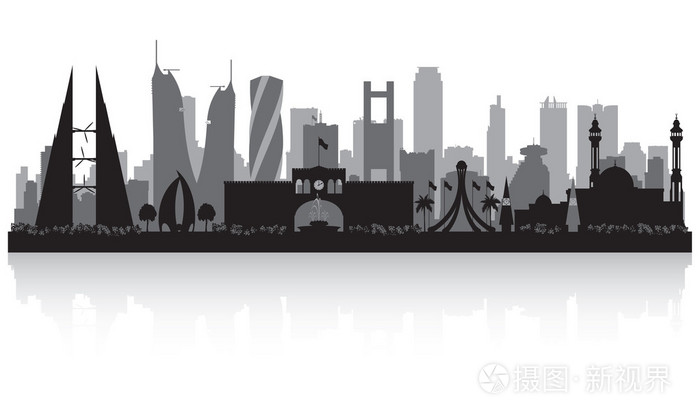 麦纳麦巴林城市天际线剪影