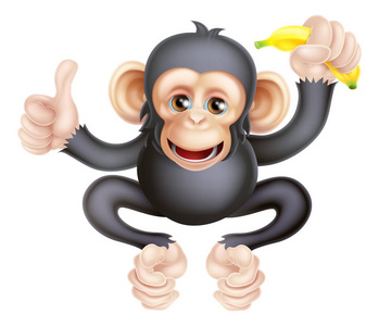卡通猩猩猴子与香蕉