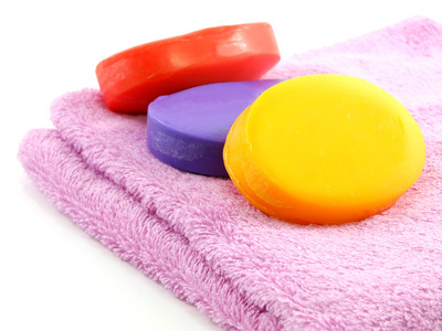 毛巾肥皂件色彩各异的
