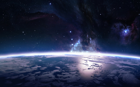 地球从空间的视图。这幅图像由美国国家航空航天局提供的元素