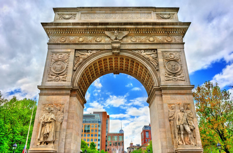 华盛顿广场拱门，在纽约市曼哈顿的大理石凯旋门