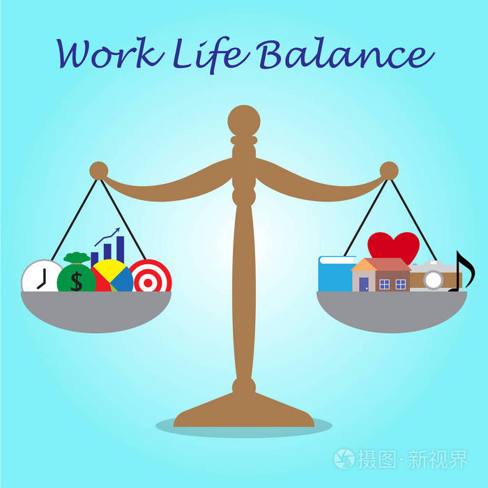 工作生活平衡的规模(商务和休闲图标)