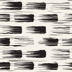矢量无缝模式与画笔的条纹和中风。黑色和白色背景与水墨元素。手绘 grunge 纹理