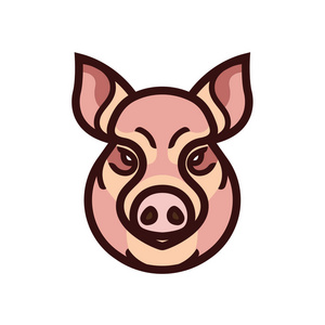 矢量彩色图像的猪或猪的头