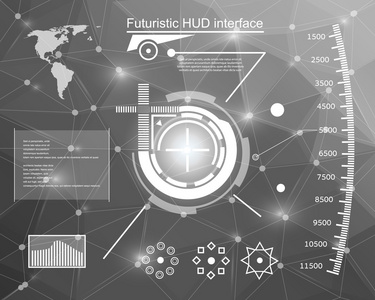 抽象未来，概念向量未来派蓝色虚拟图形触摸用户界面平视显示器