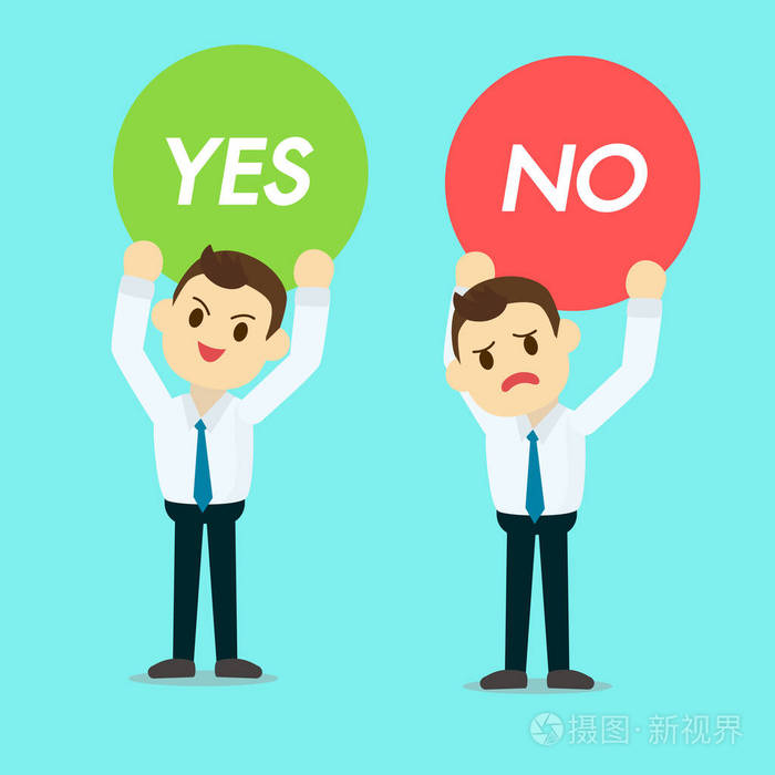 商人控股yes或no标志矢量图