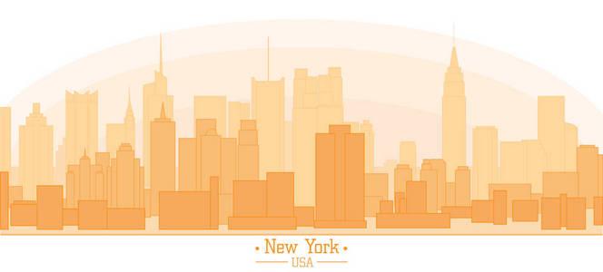 纽约城建筑地标天天际线 s 的线性旗帜