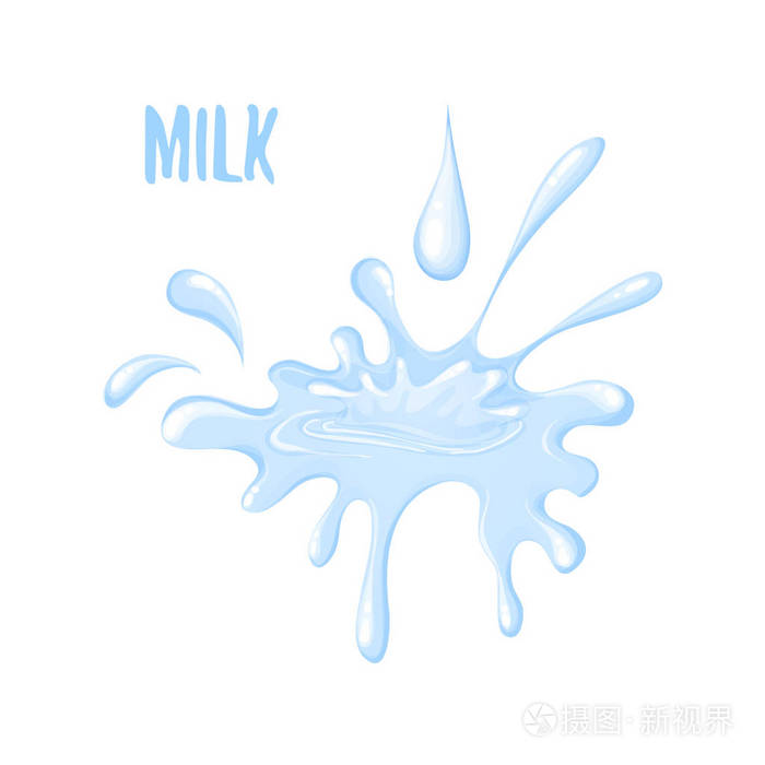 蓝色的孤立的牛奶飞溅