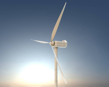 现代风力涡轮机孤立三维图