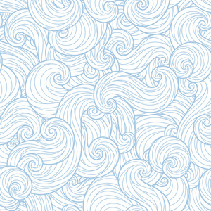 无缝抽象手绘波浪图案