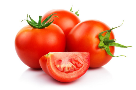 红番茄切上白色孤立
